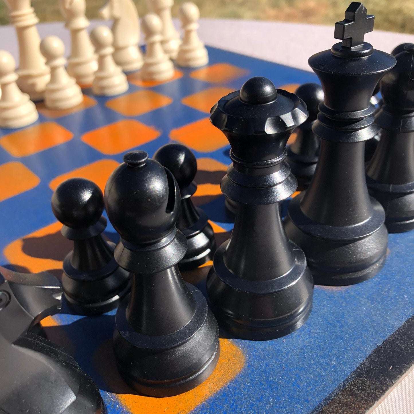 Large Chess Set - Orange & Black