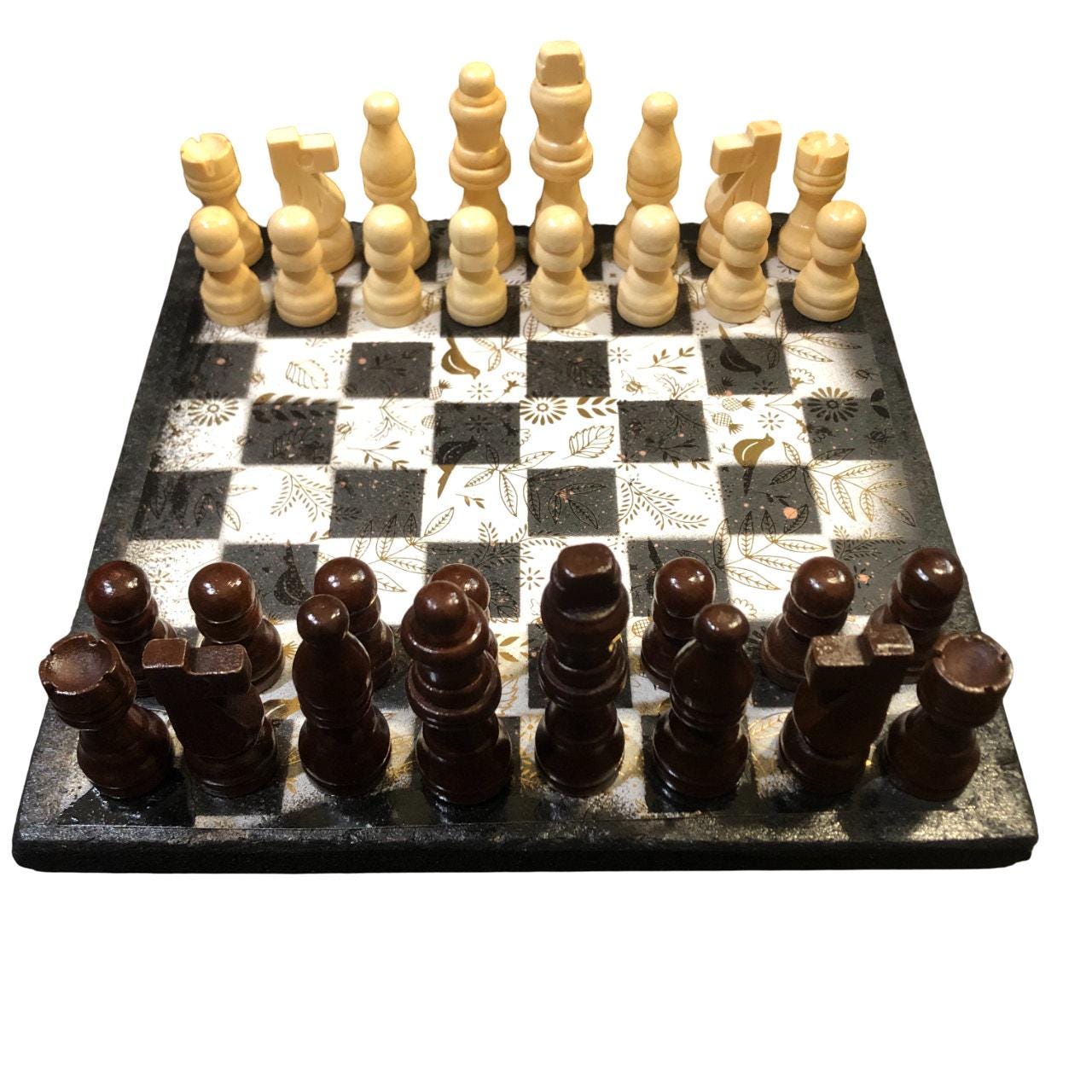 Scrapbook Chess Set - Gold Foil White