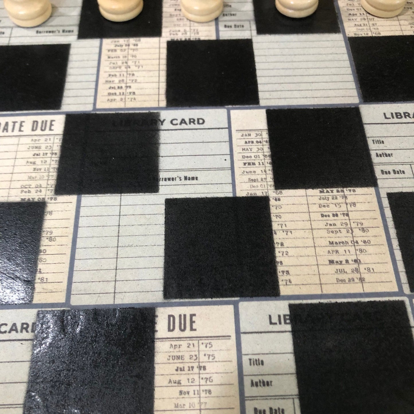 Scrapbook Chess Set - Library Card Pattern