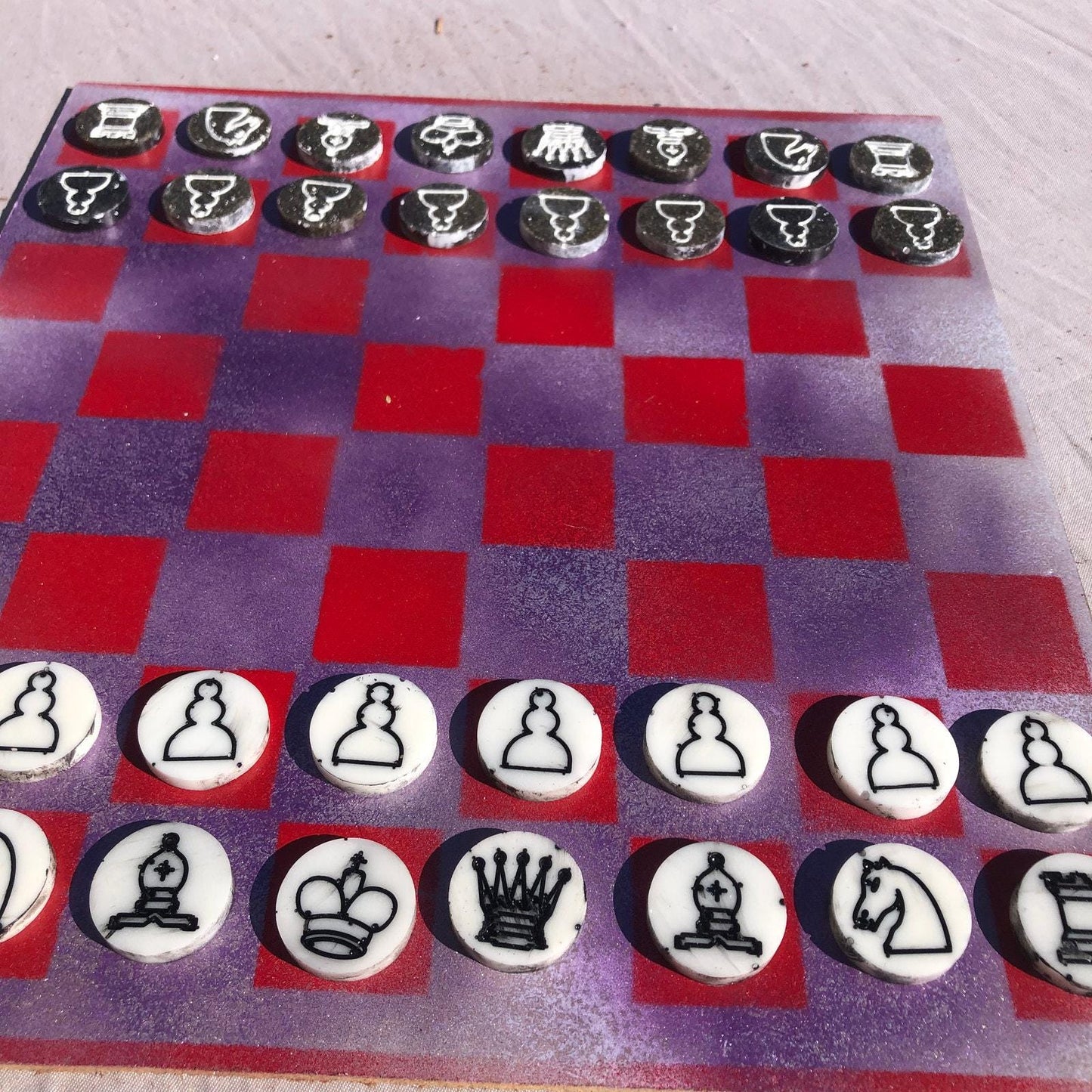 Chess Set - Purple & Red