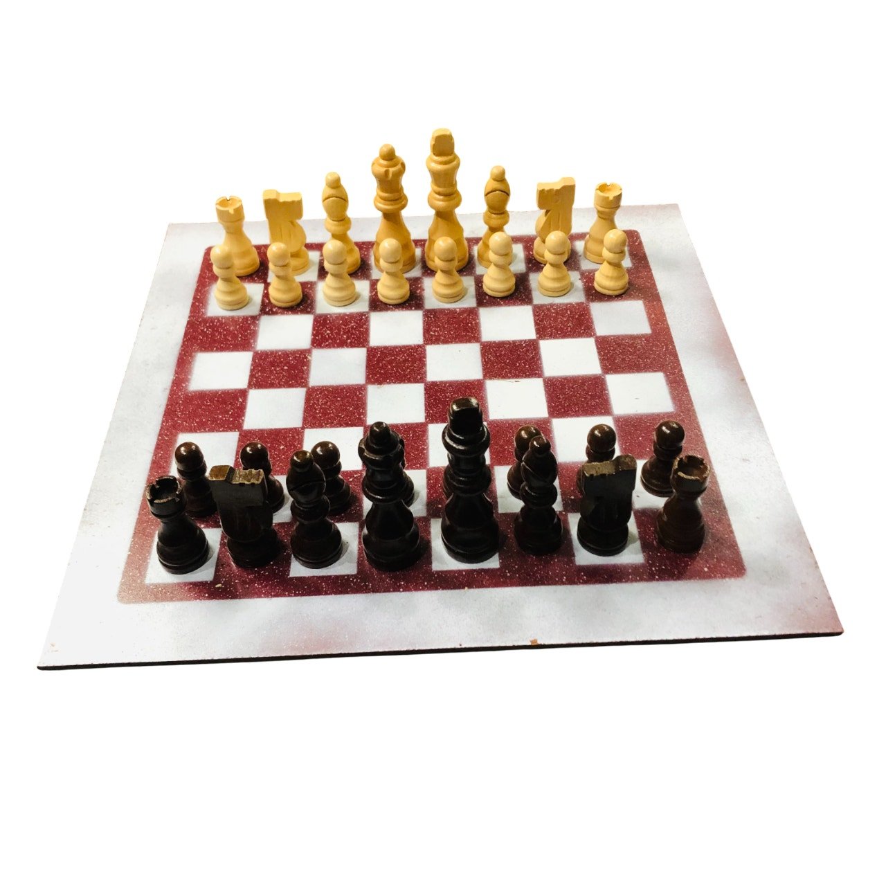 Painted Chess Set - Dark Red