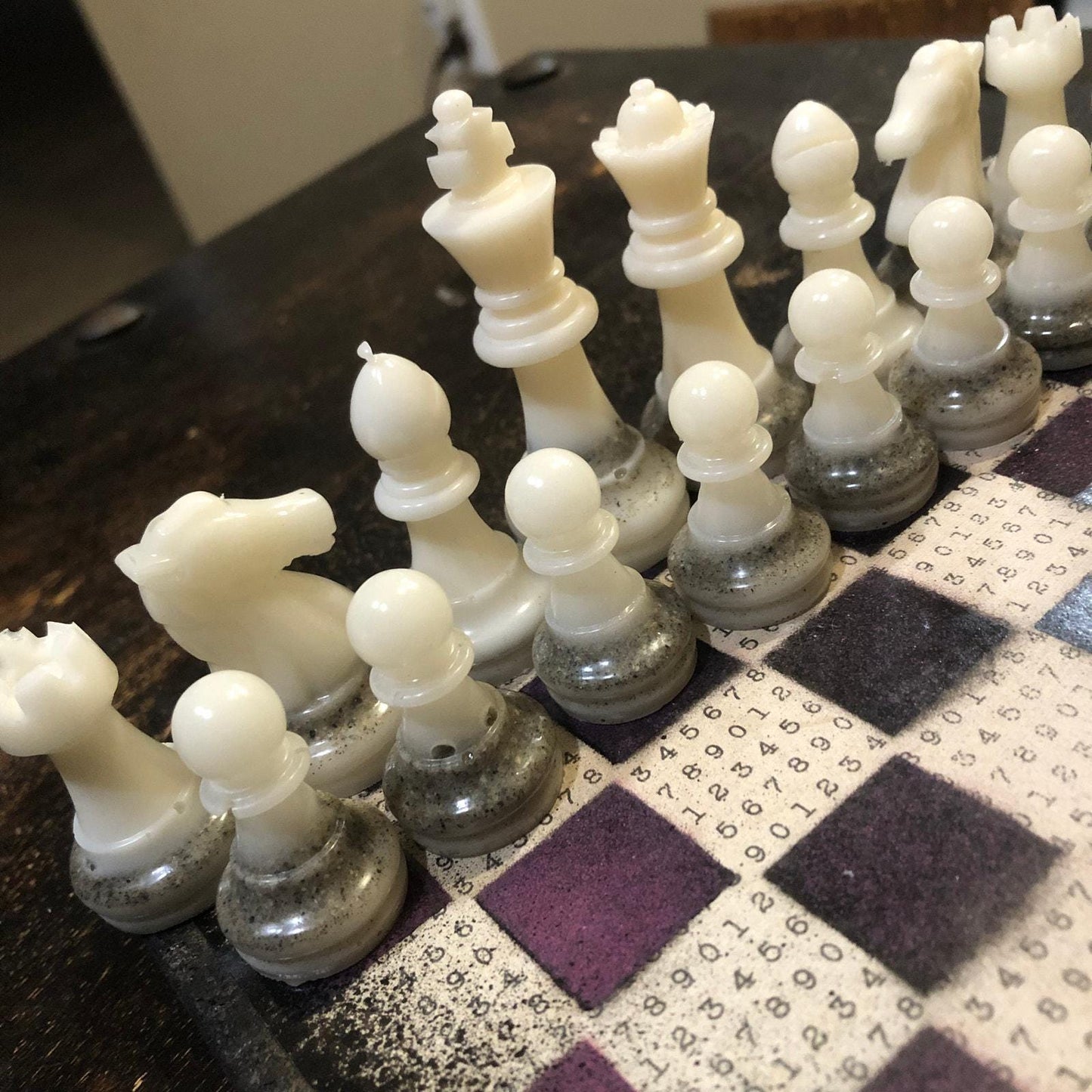 Scrapbook Chess Set - Purple Numbers (Resin Pieces)