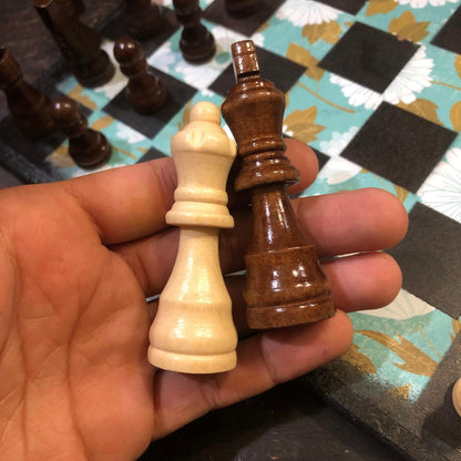 Scrapbook Chess Set - Green Flowered Set