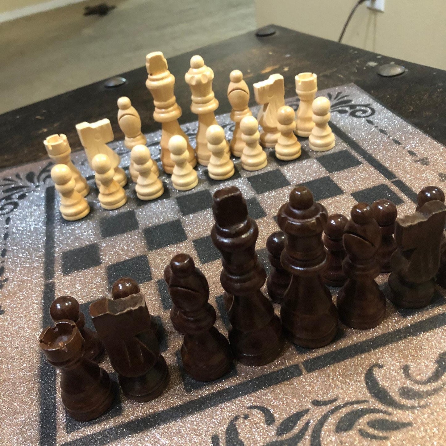 Chess Set - Chrome Gold Sparkles