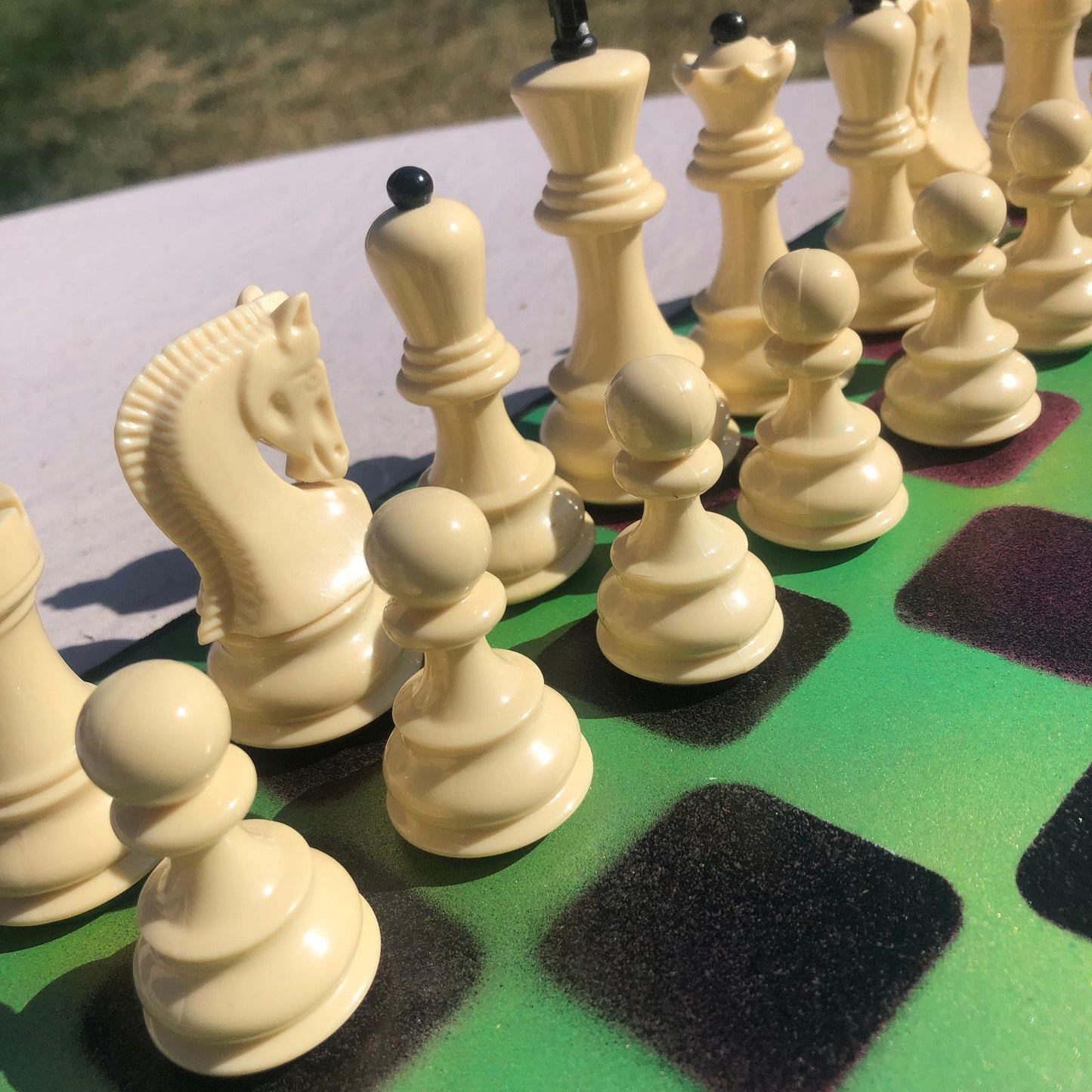 Large Chess Set - Purple & Green