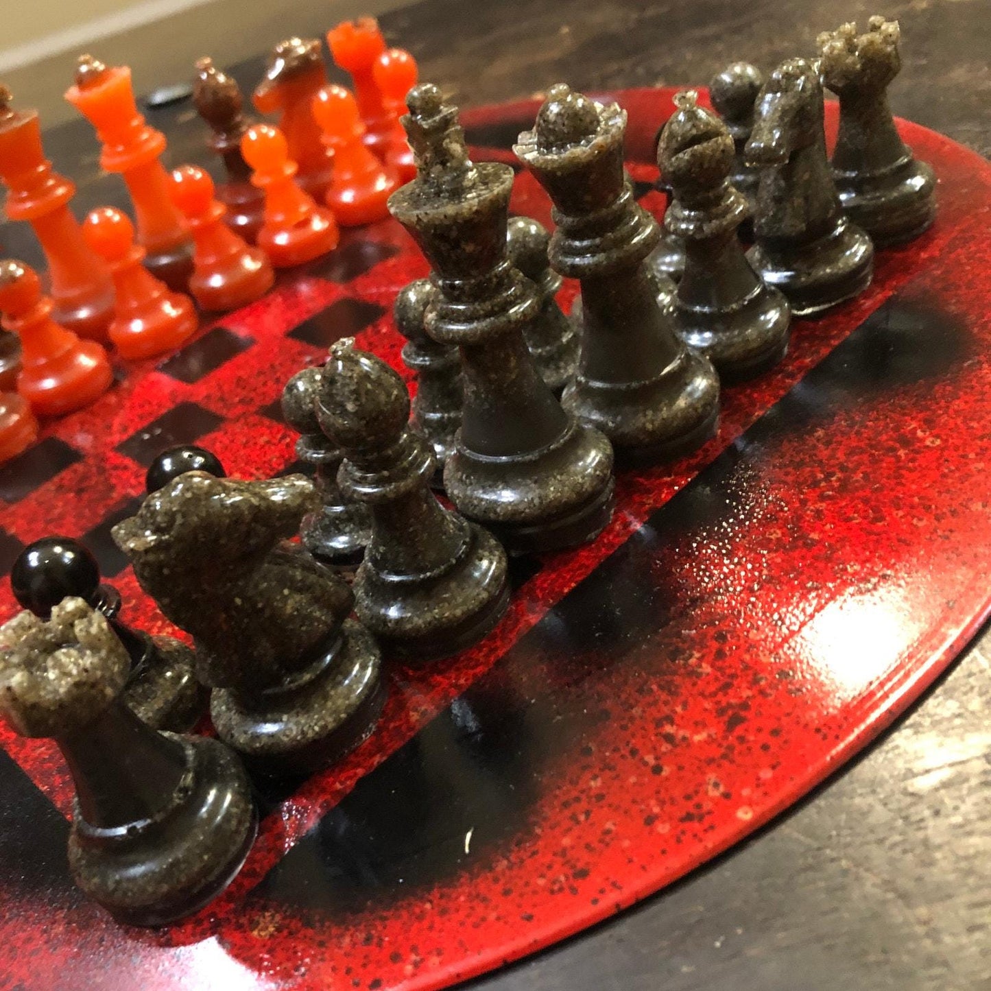 Vinyl Chess Set - Pitchfork Red (Resin Pieces)