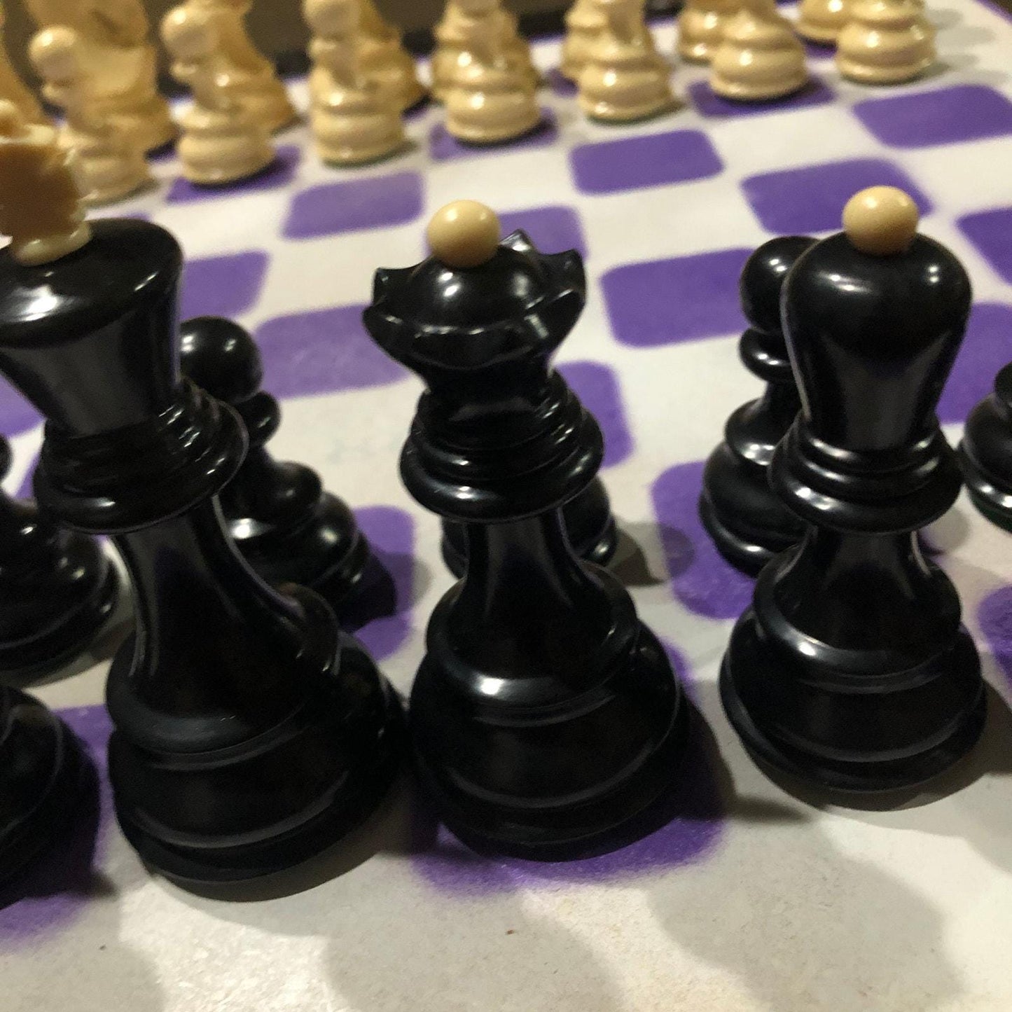 Large Painted Chess Set - White & Purple