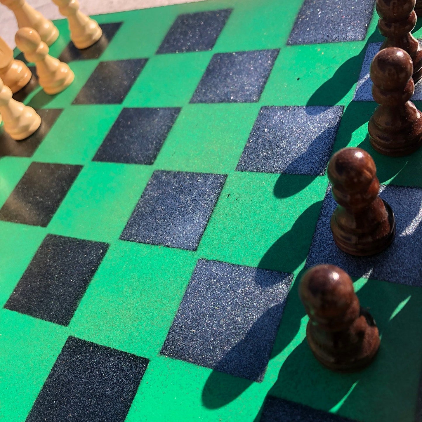 Chess Set - Green Silver