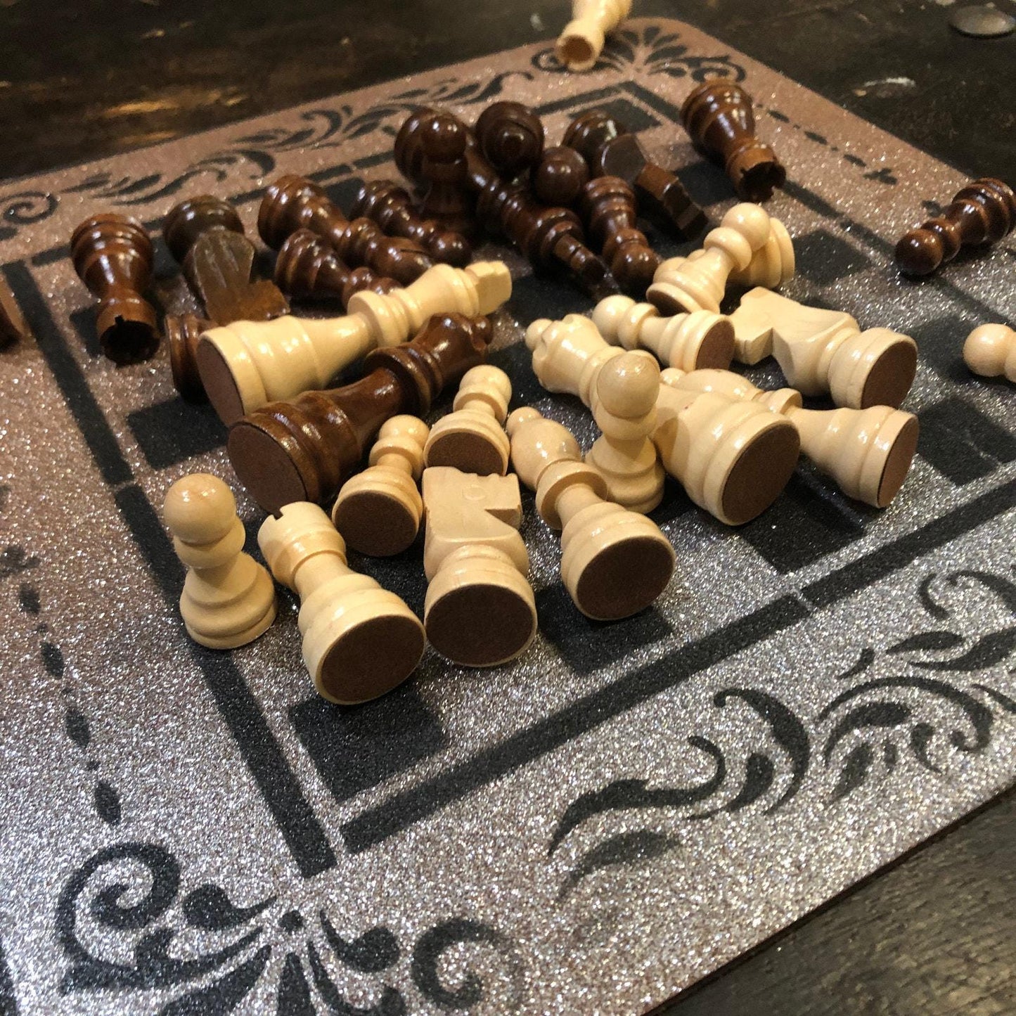 Chess Set - Chrome Gold Sparkles