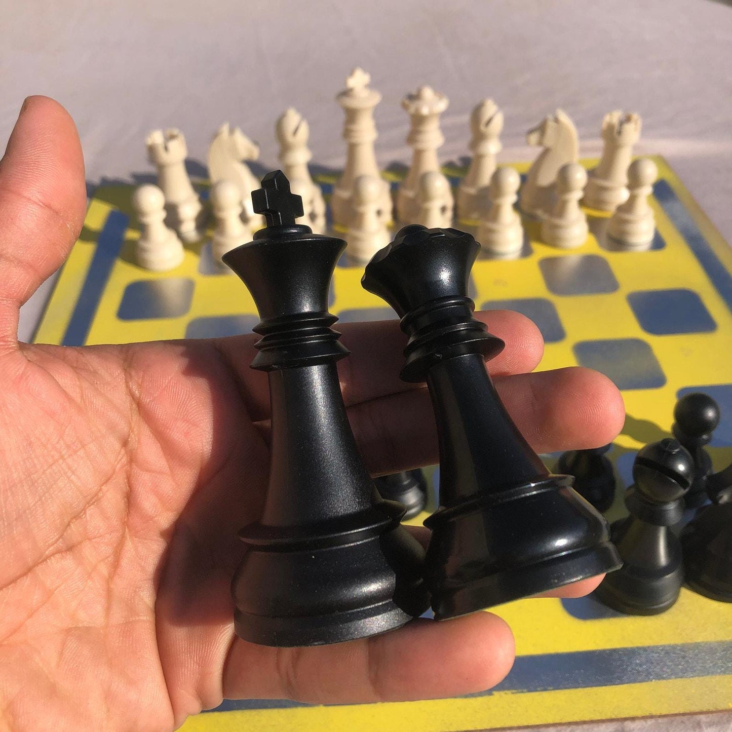 Large Chess Set - Yellow Chrome