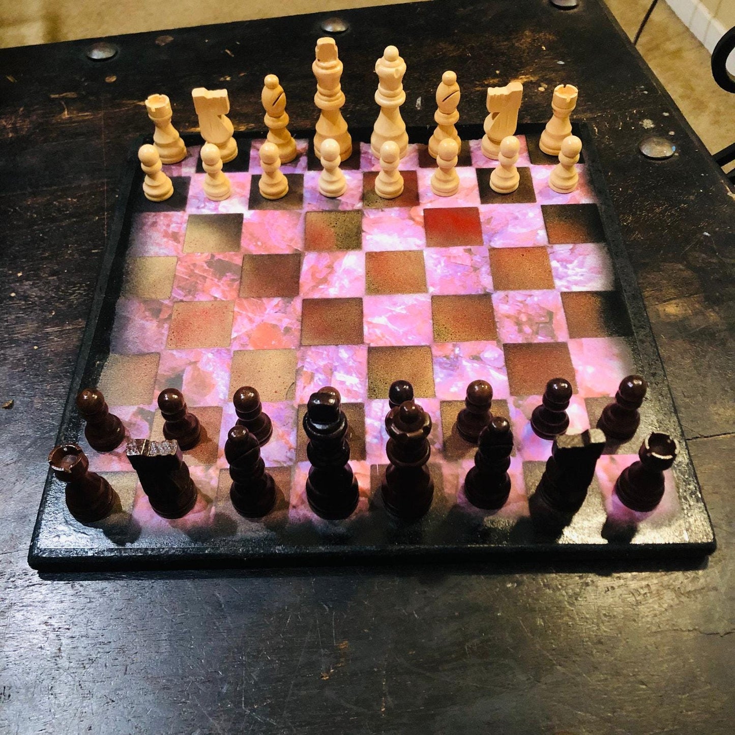 Scrapbook Chess Set - Pink Crystal