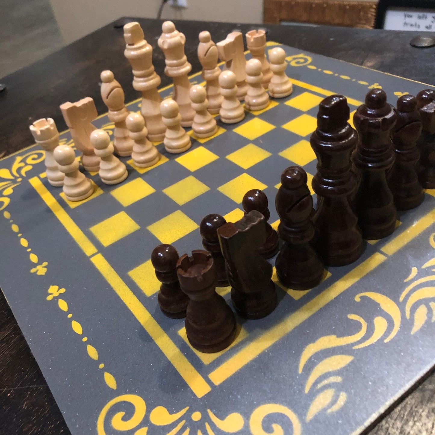 Chess Set - Gray & Yellow