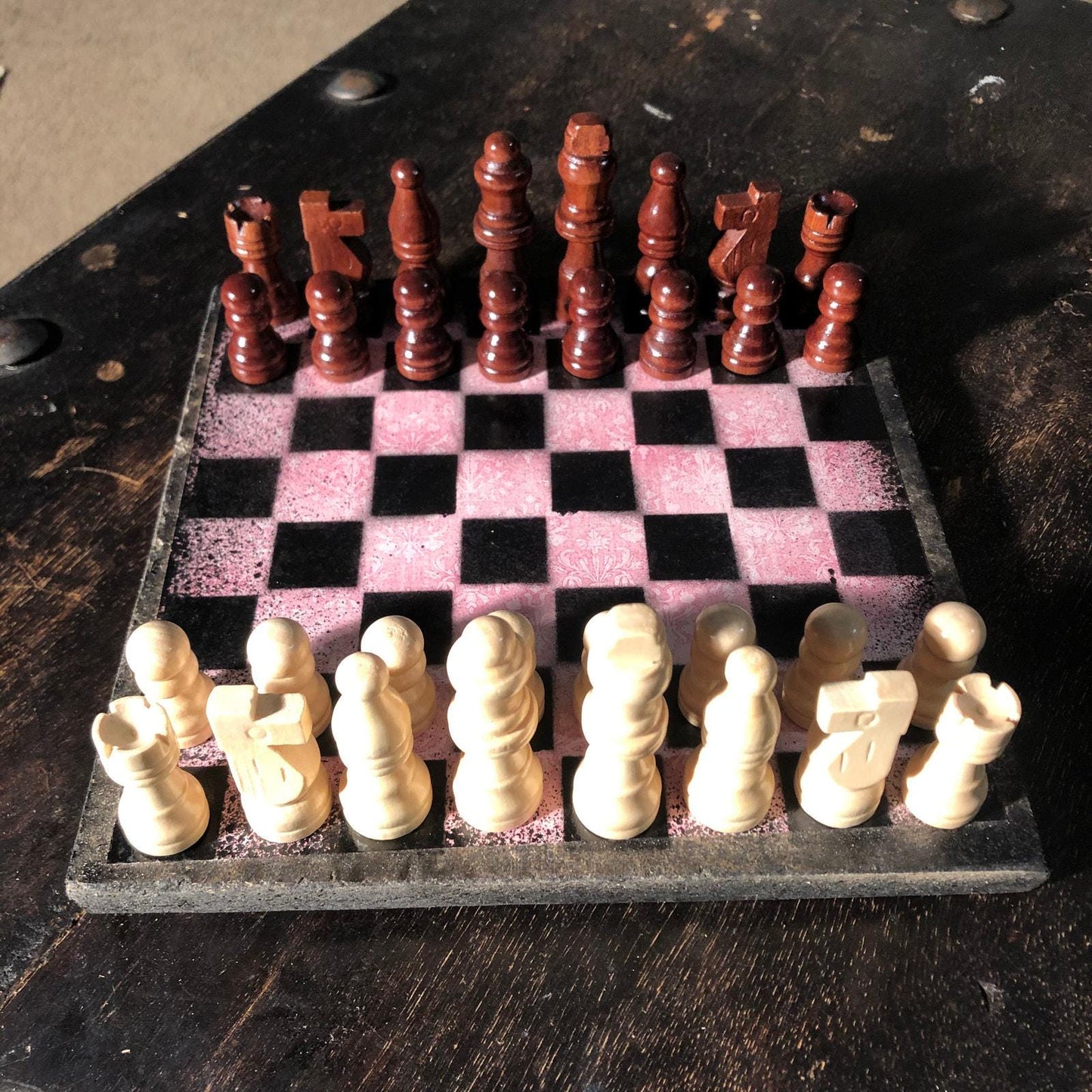 Scrapbook Chess Set - Old Pink