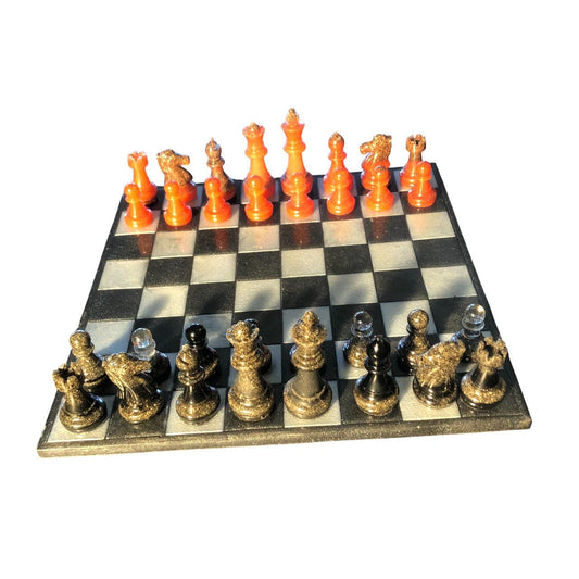 Handmade Resin Chess Set - Black & Red Supreme