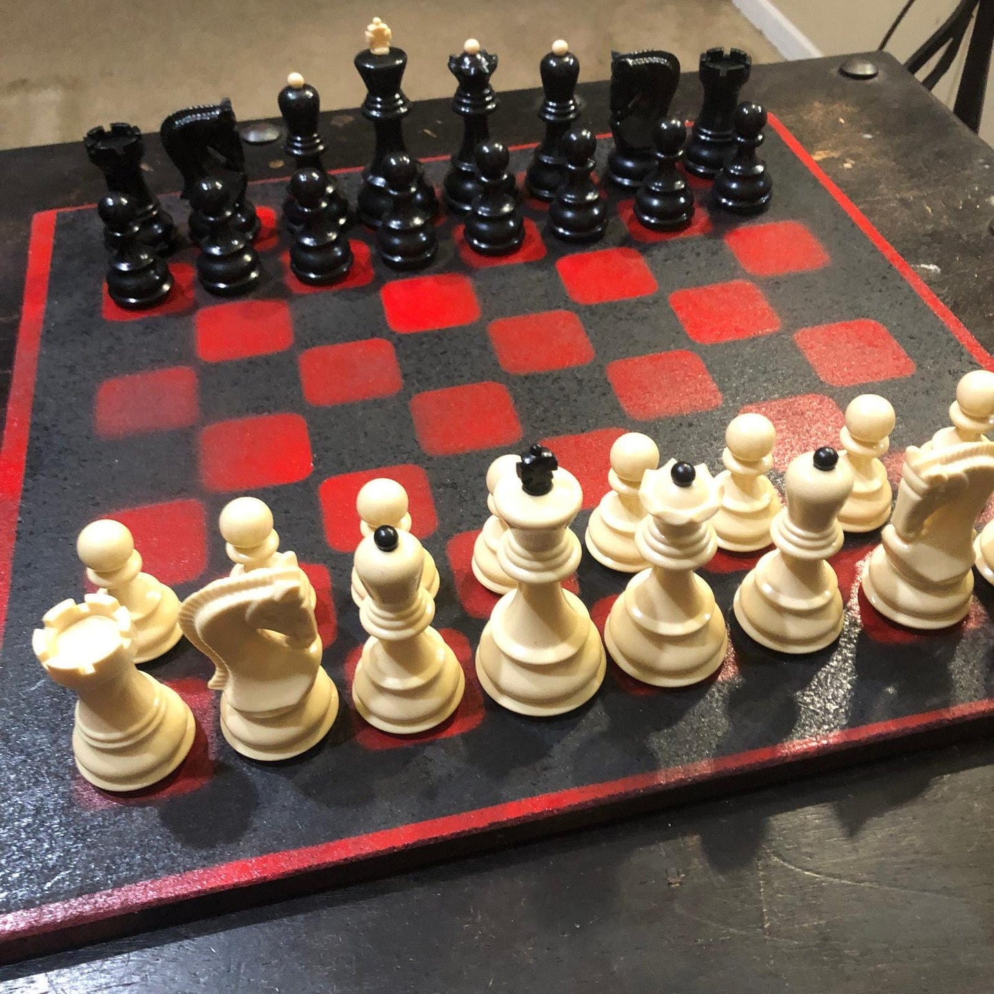 Large Chess Set - Red & Black