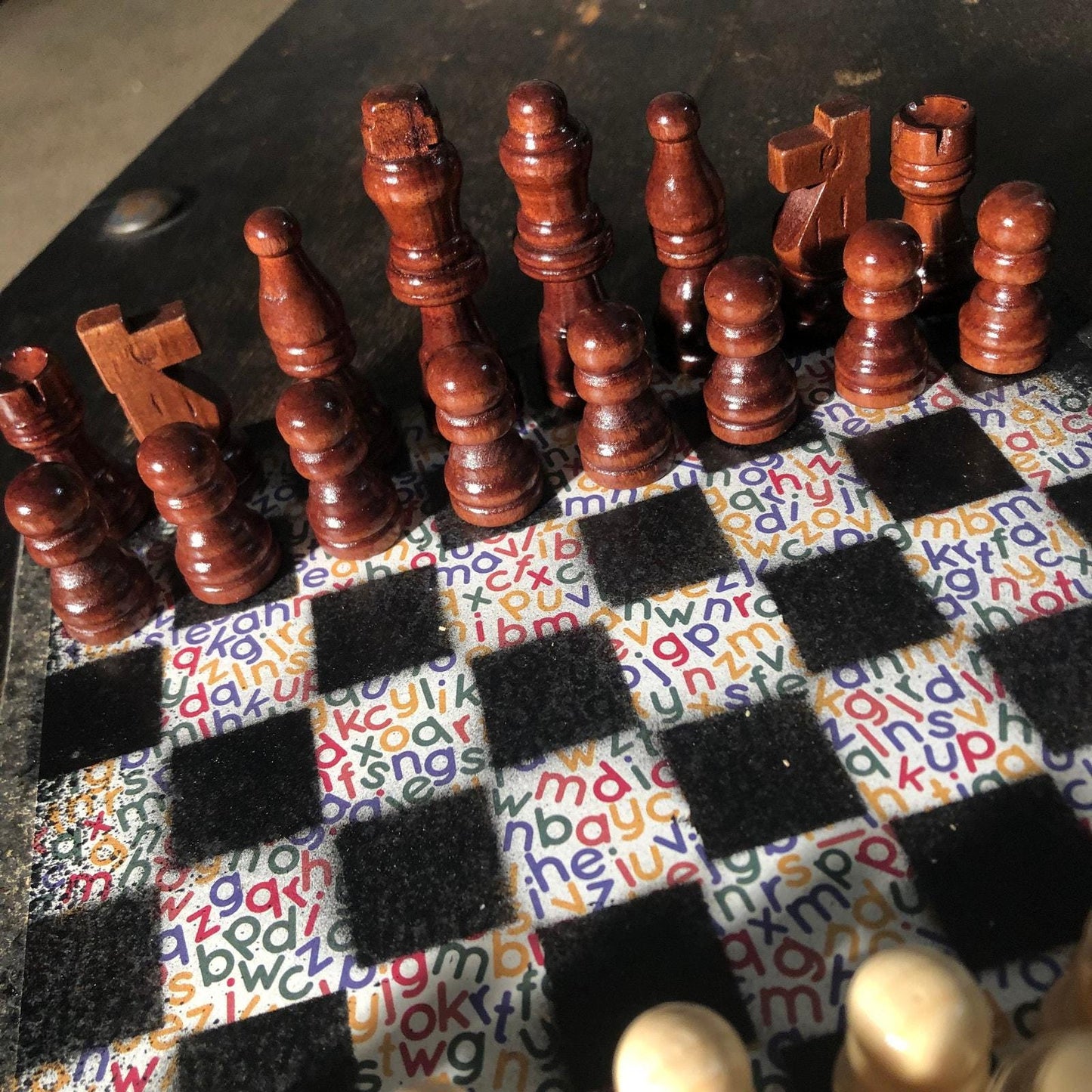 Scrapbook Chess Set - Rainbow ABC's