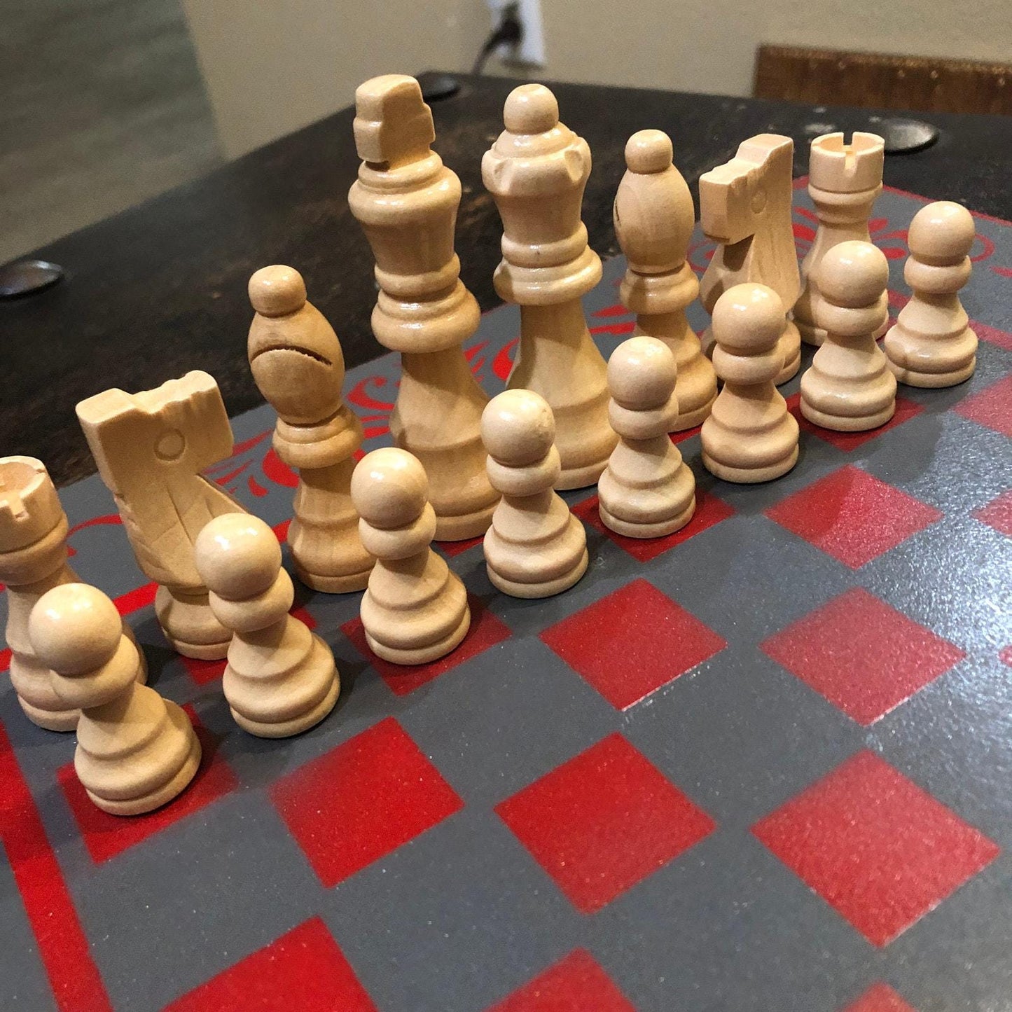 Chess Set - Gray & Red