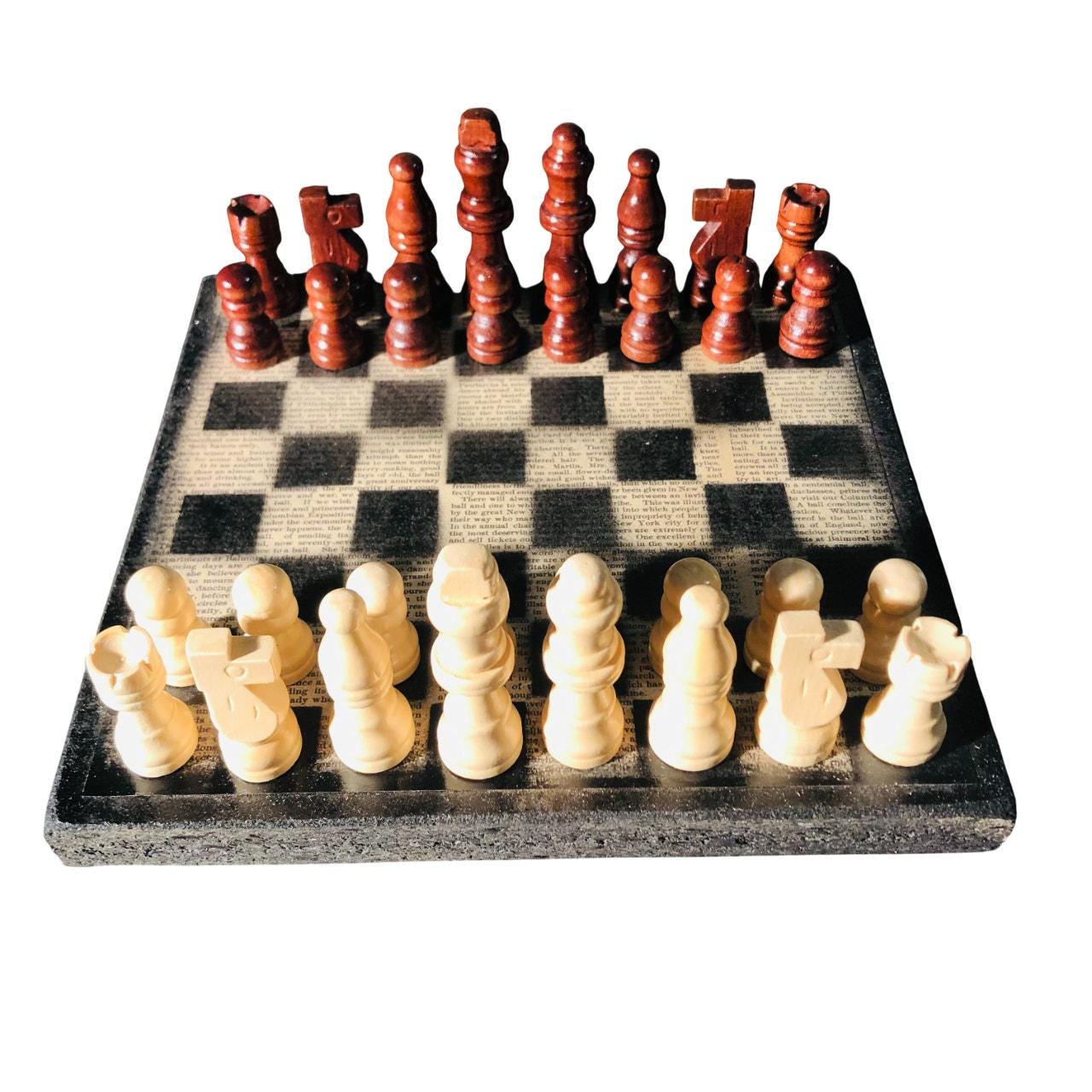 Scrapbook Chess Set - Old Text