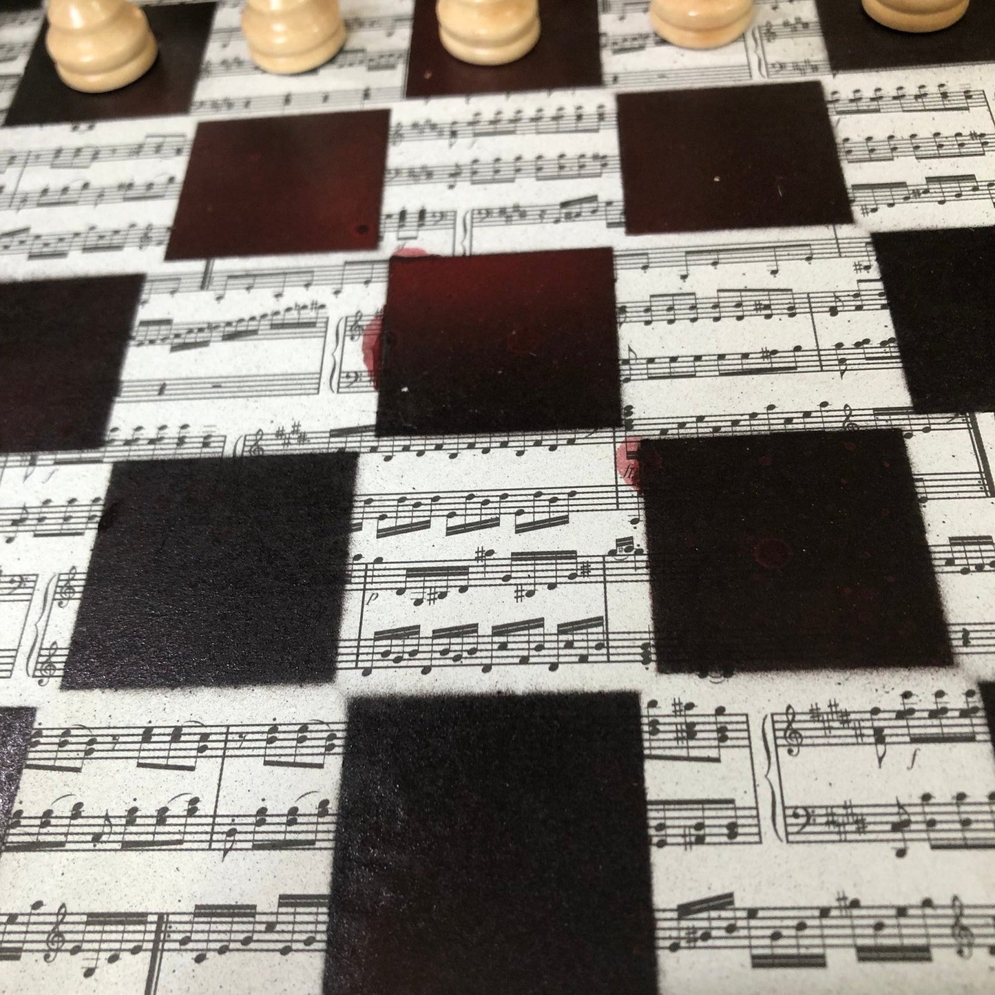 Scrapbook Chess Set - Red Tint Music Notes