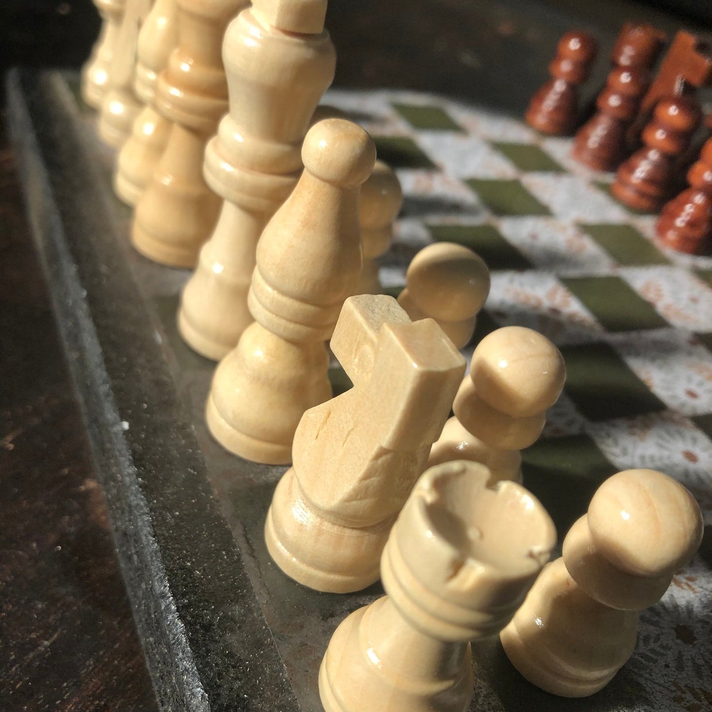 Scrapbook Chess Set - Golden White Vintage