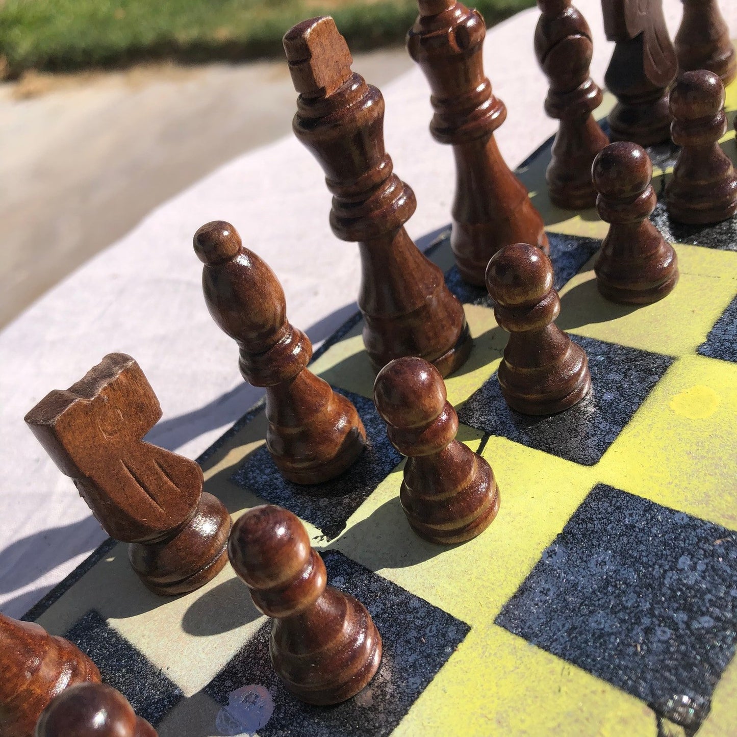 Chess Set - Yellow Speckled Silver