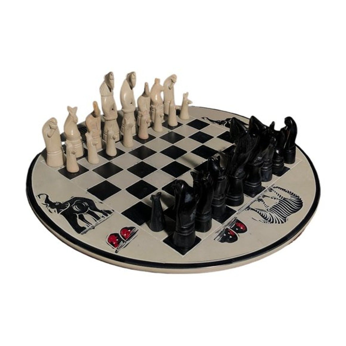 African Vintage Chess Set - Clean White Chess Board