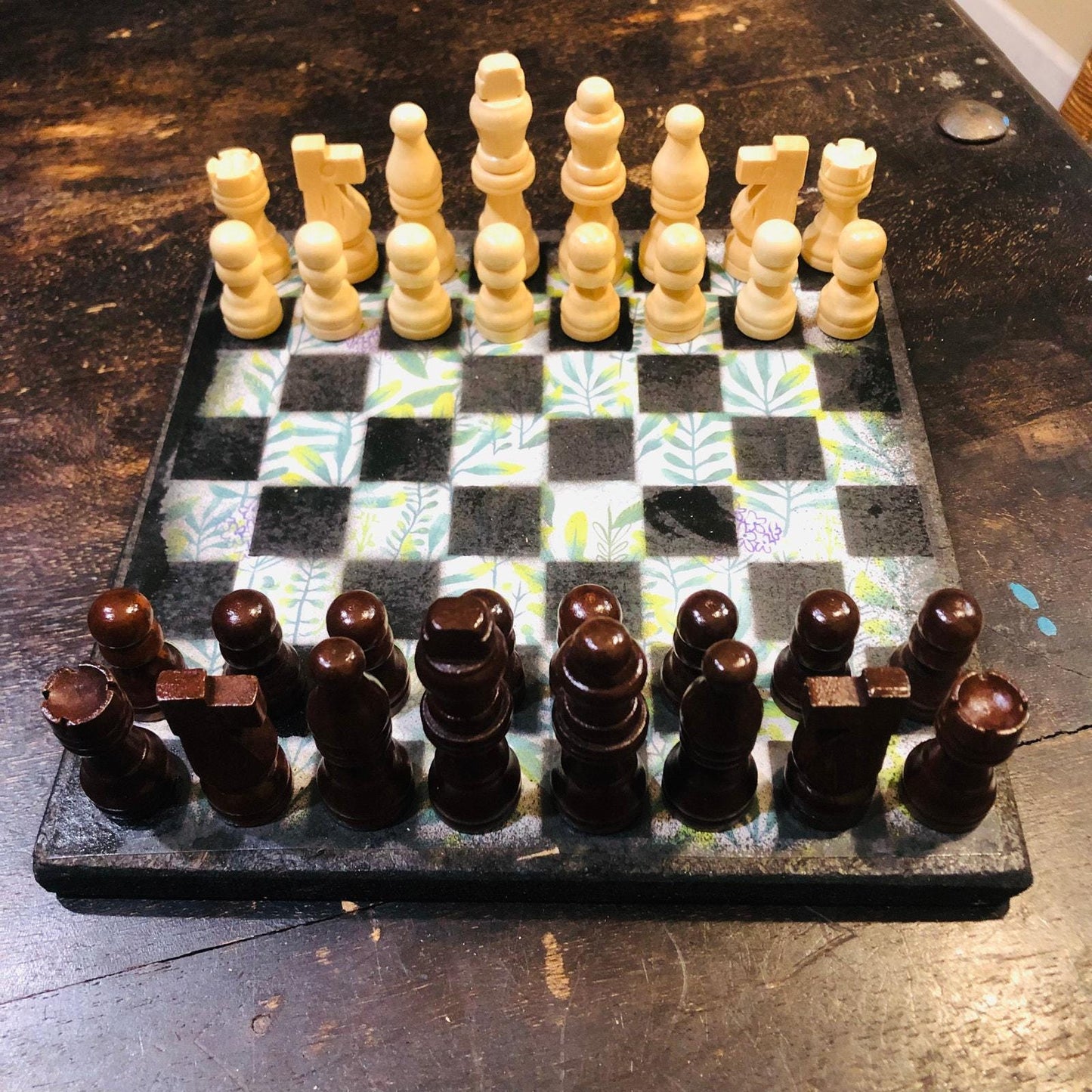 Scrapbook Chess Set - Green Plants