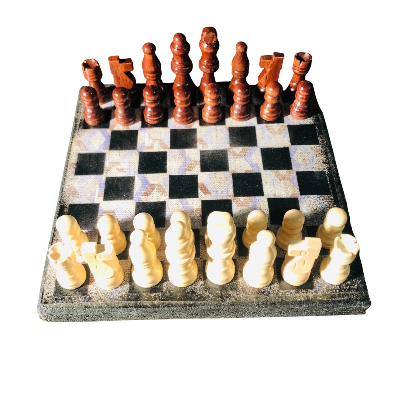 Scrapbook Chess Set - Brown Rustic Look