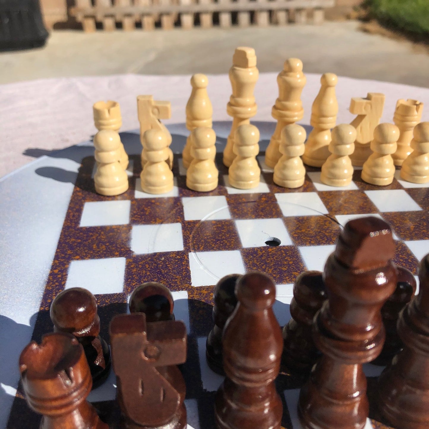 Vinyl Chess Set -  Brown Orange Drizzle