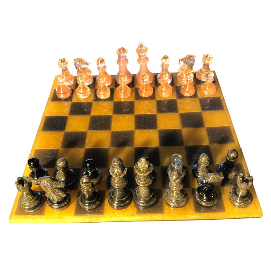 Handmade Resin Chess Set - Amber Yellow