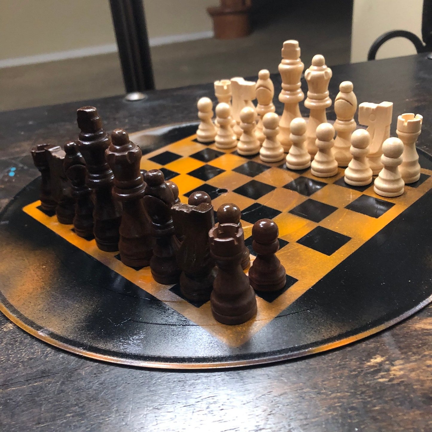 Vinyl Chess Set - Orange & Black