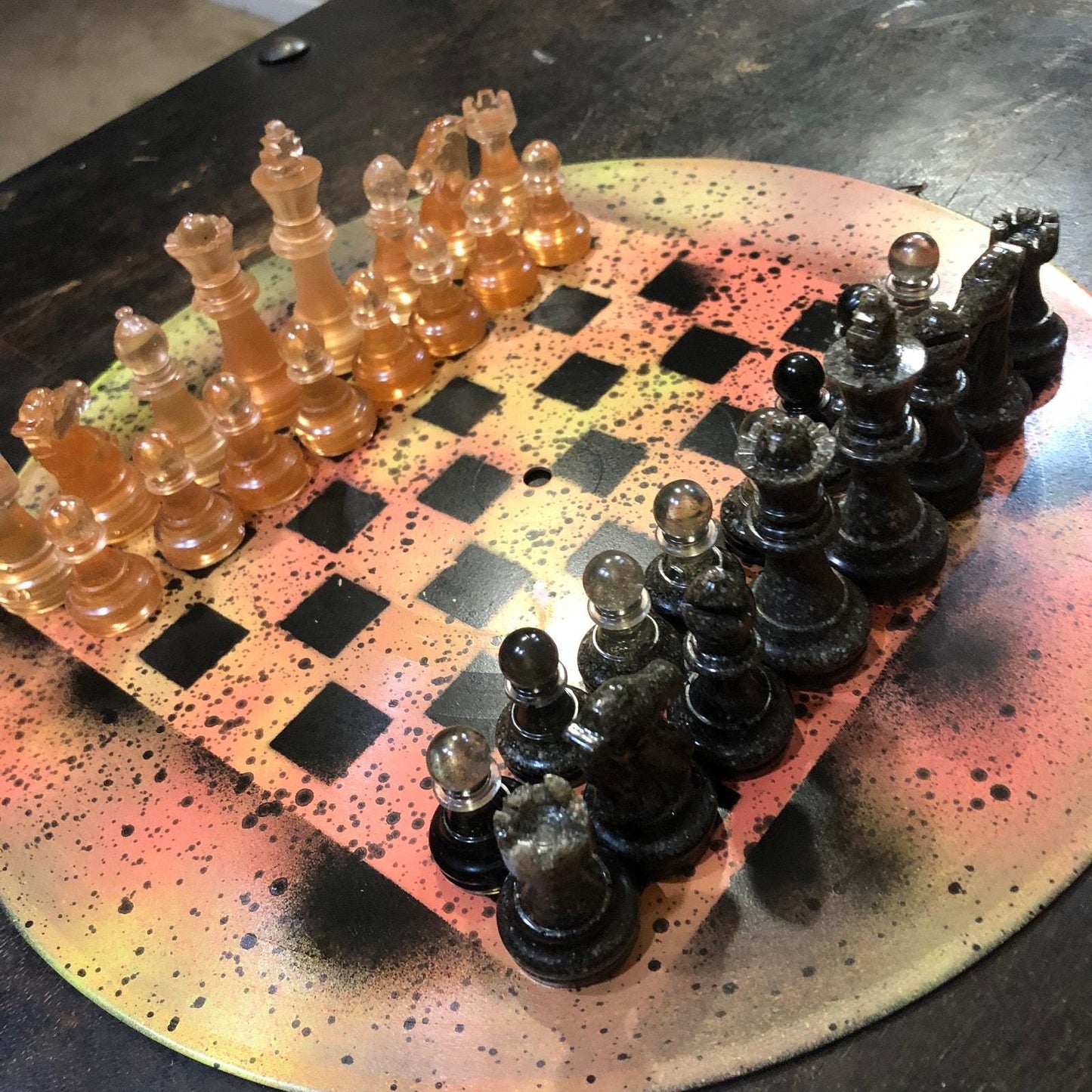 Vinyl Chess Set - Spotted Mango (Resin Pieces)