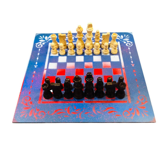 Chess Set - Purple Red & White