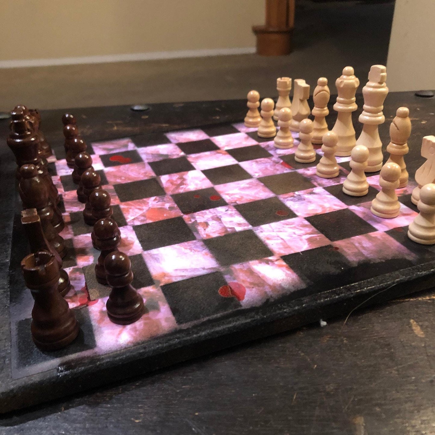 Scrapbook Chess Set - Pink Crystal Pattern