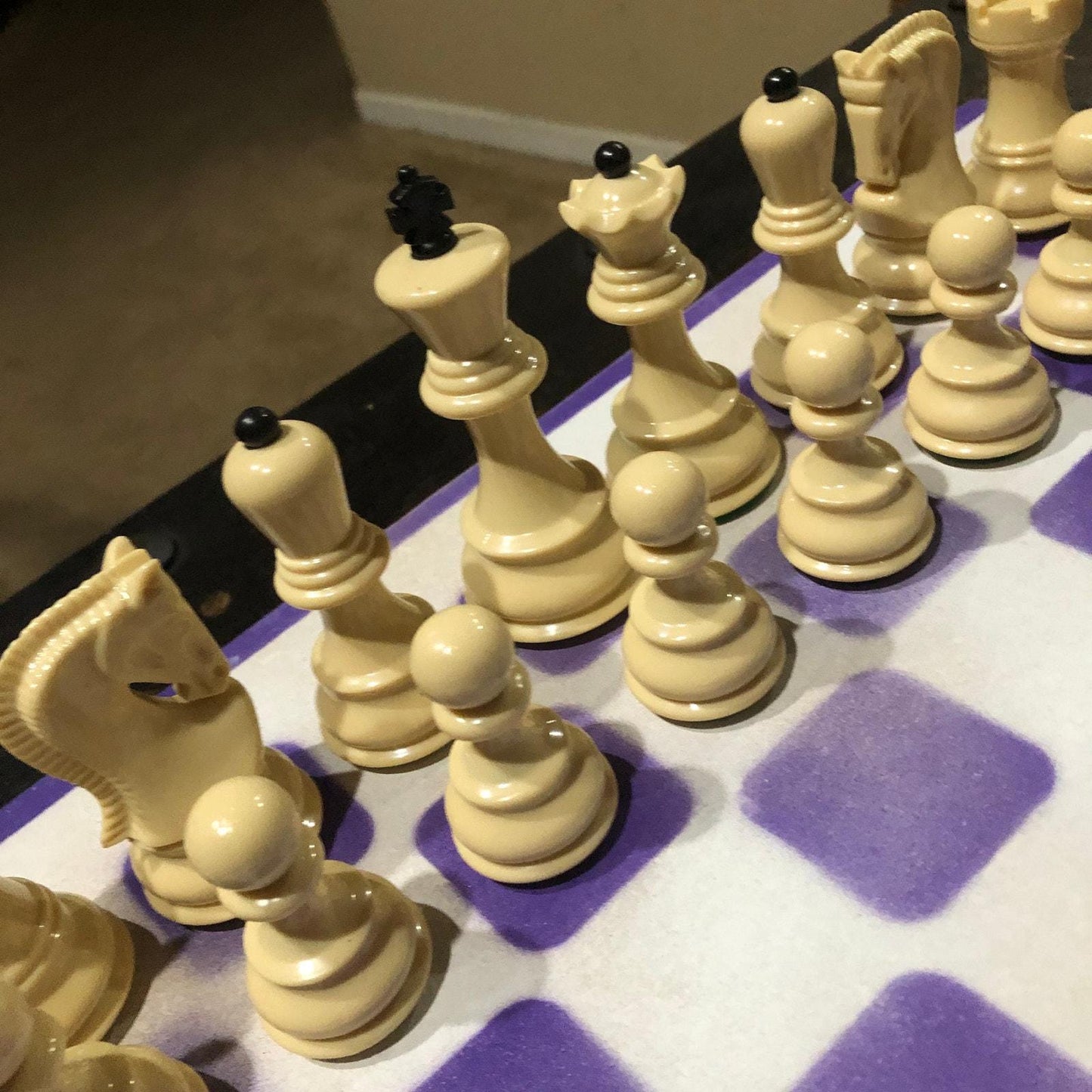 Large Painted Chess Set - White & Purple