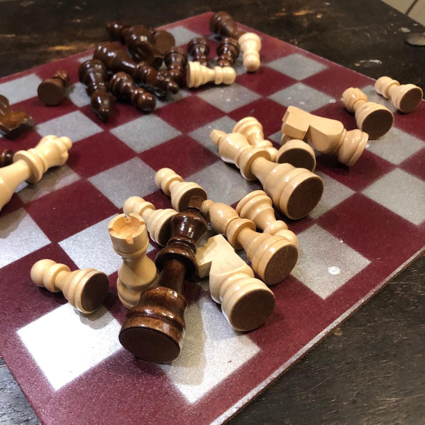 Chess Set - Red & Silver