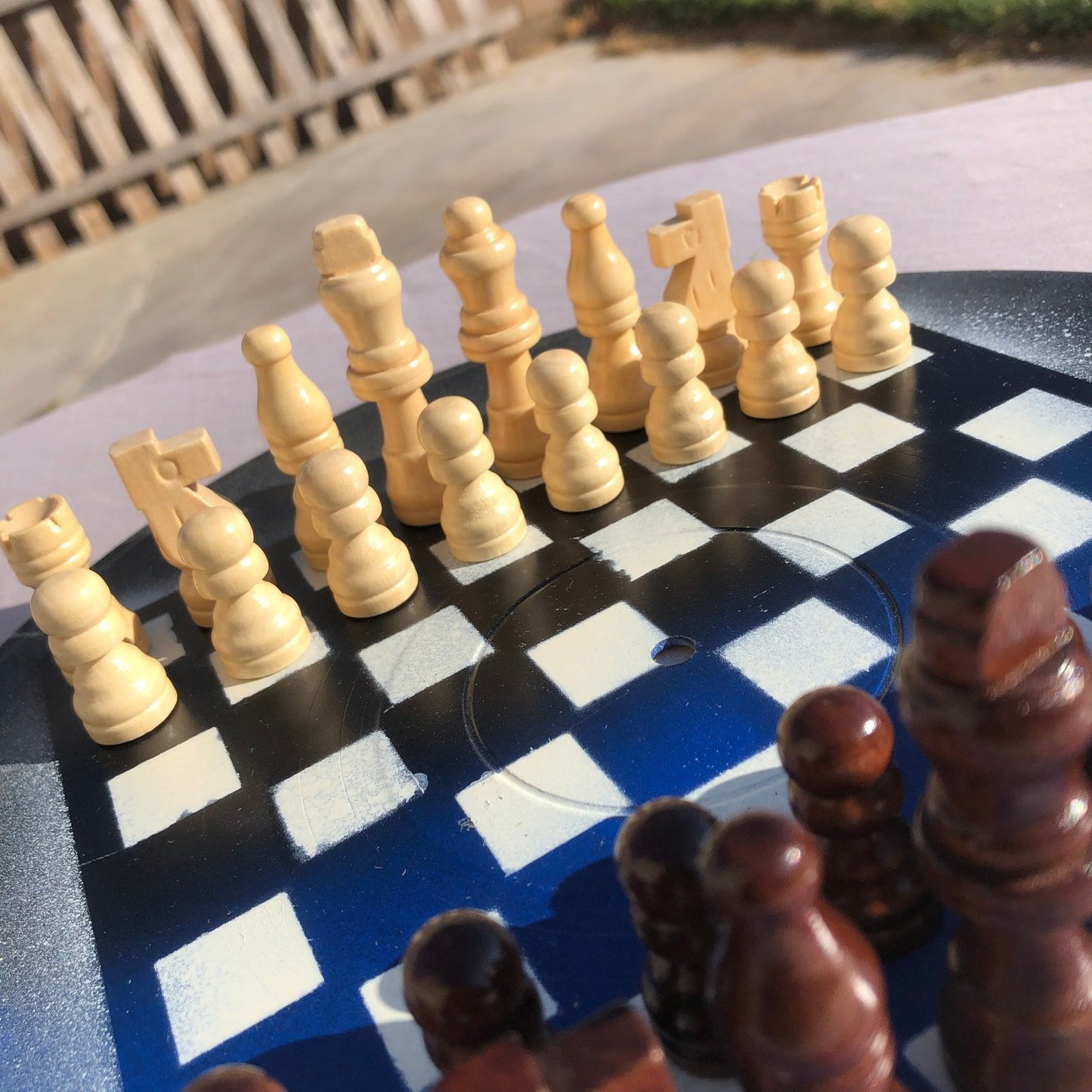 Vinyl Chess Set - Blue & Black Mist