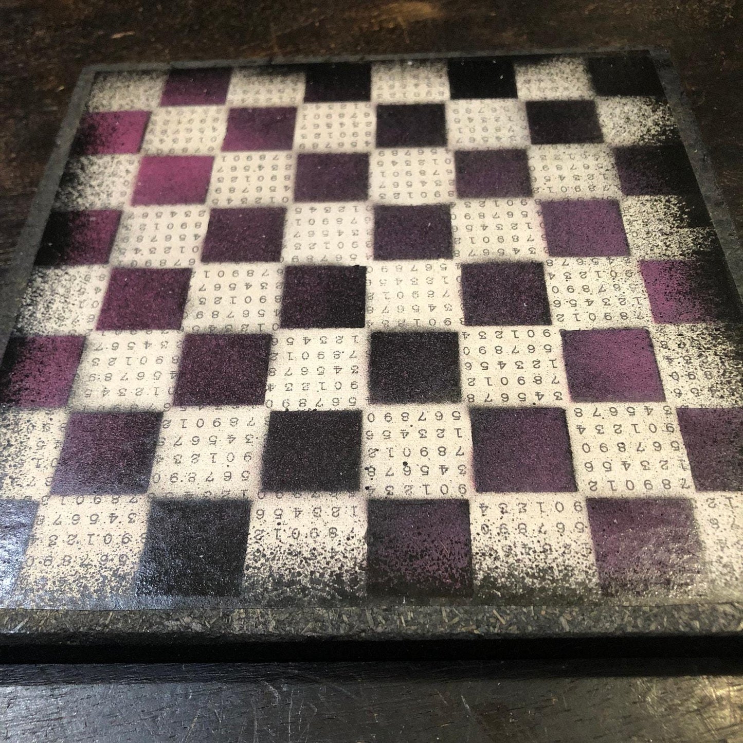 Scrapbook Chess Set - Purple Numbers (Resin Pieces)