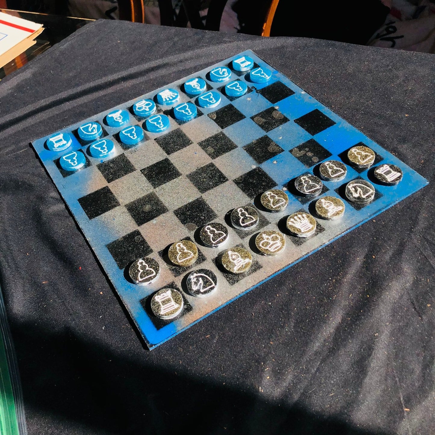 Chess Set - Blue Silver