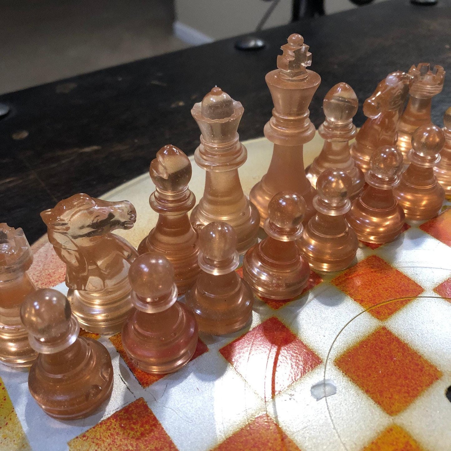 Vinyl Chess Set - Fire Gold (Resin Pieces)