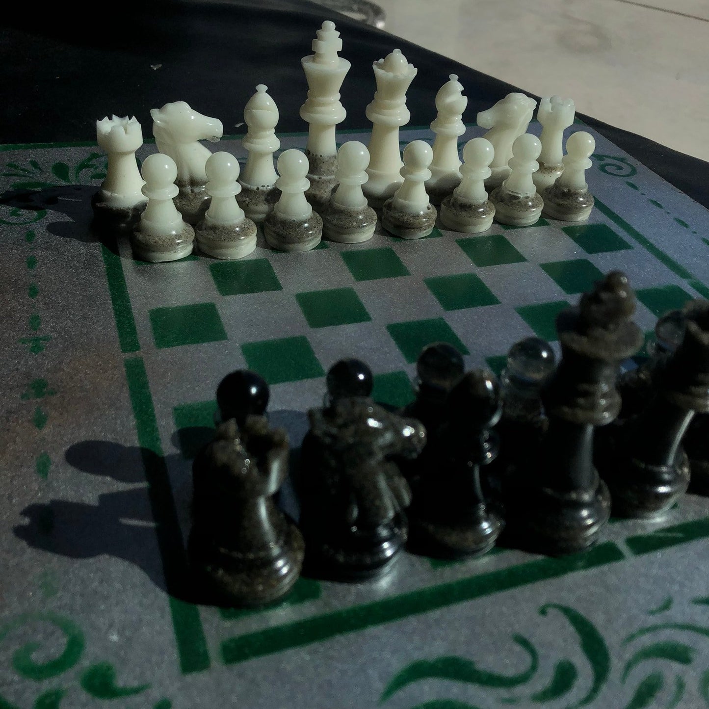 Chess Set - Green Silver