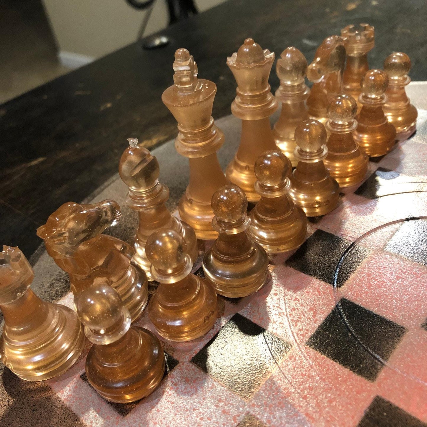 Vinyl Chess Set -Golden Brown (Resin Pieces)