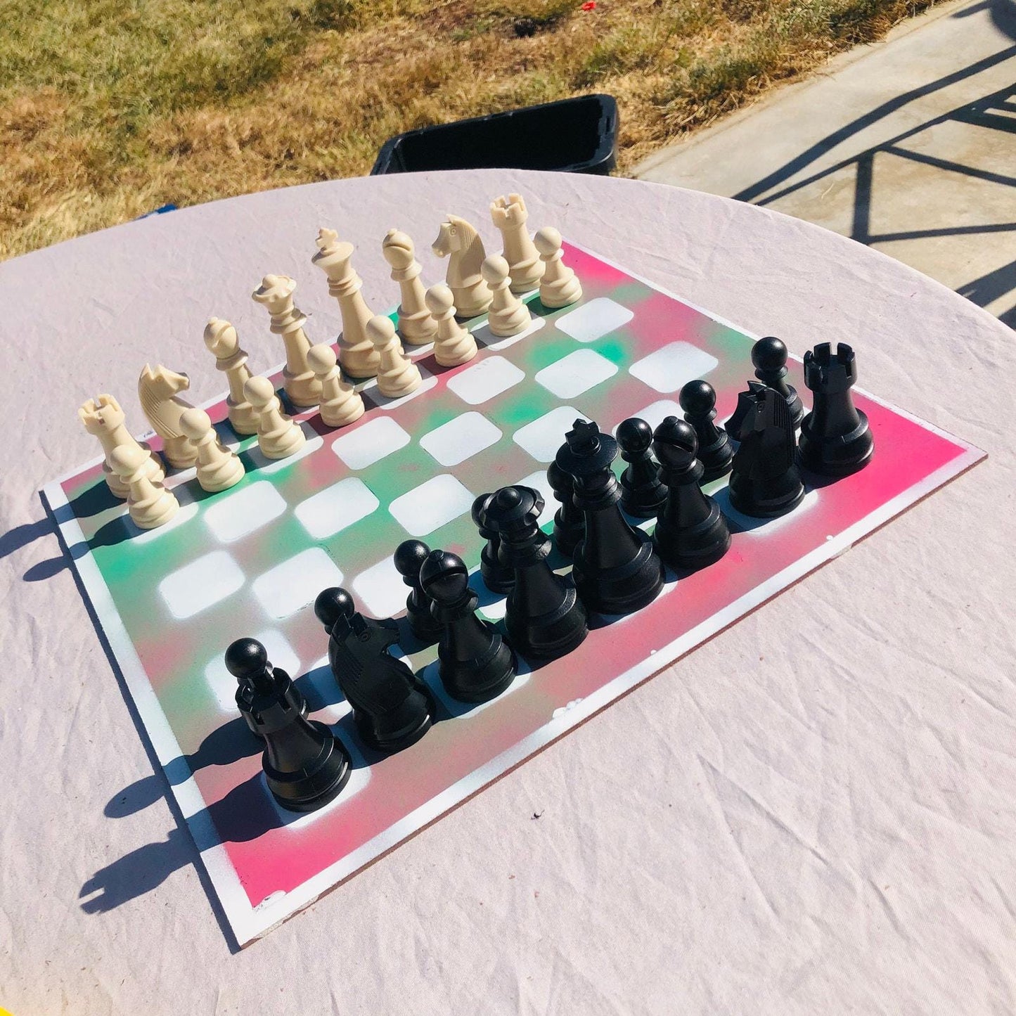 Large Chess Set - Pink Green Blend