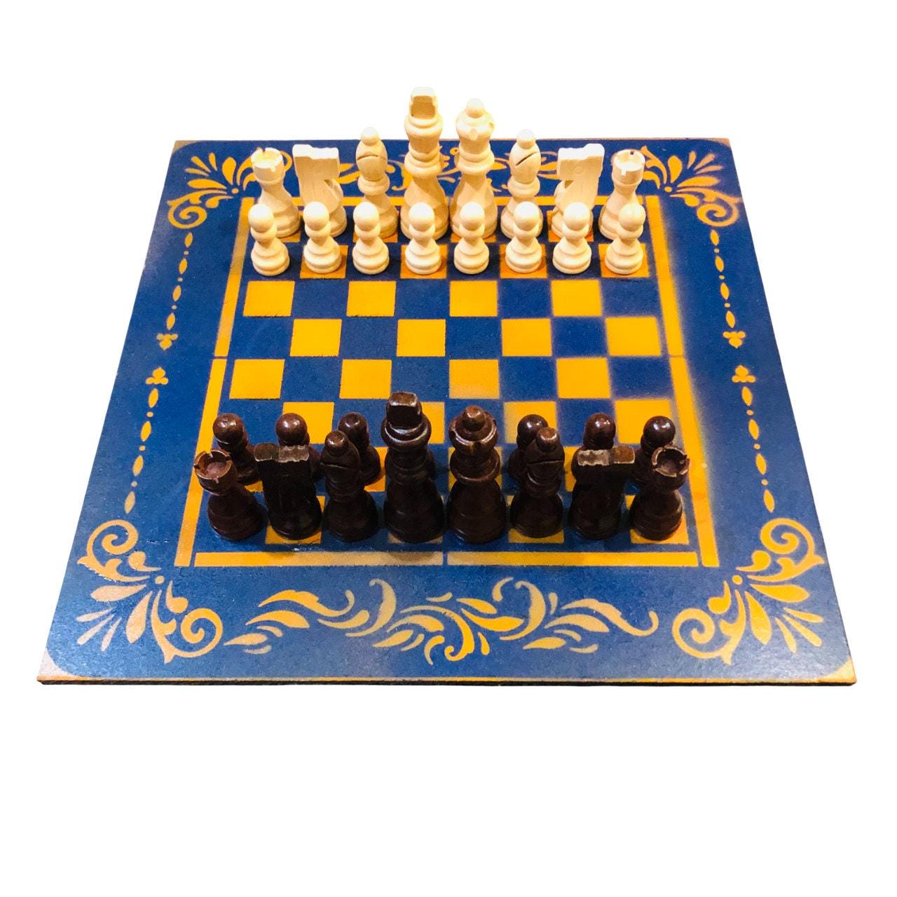 Chess Set - Orange & Blue