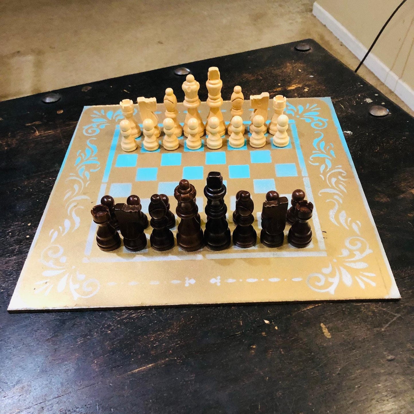 Chess Set - Blue White & Gold