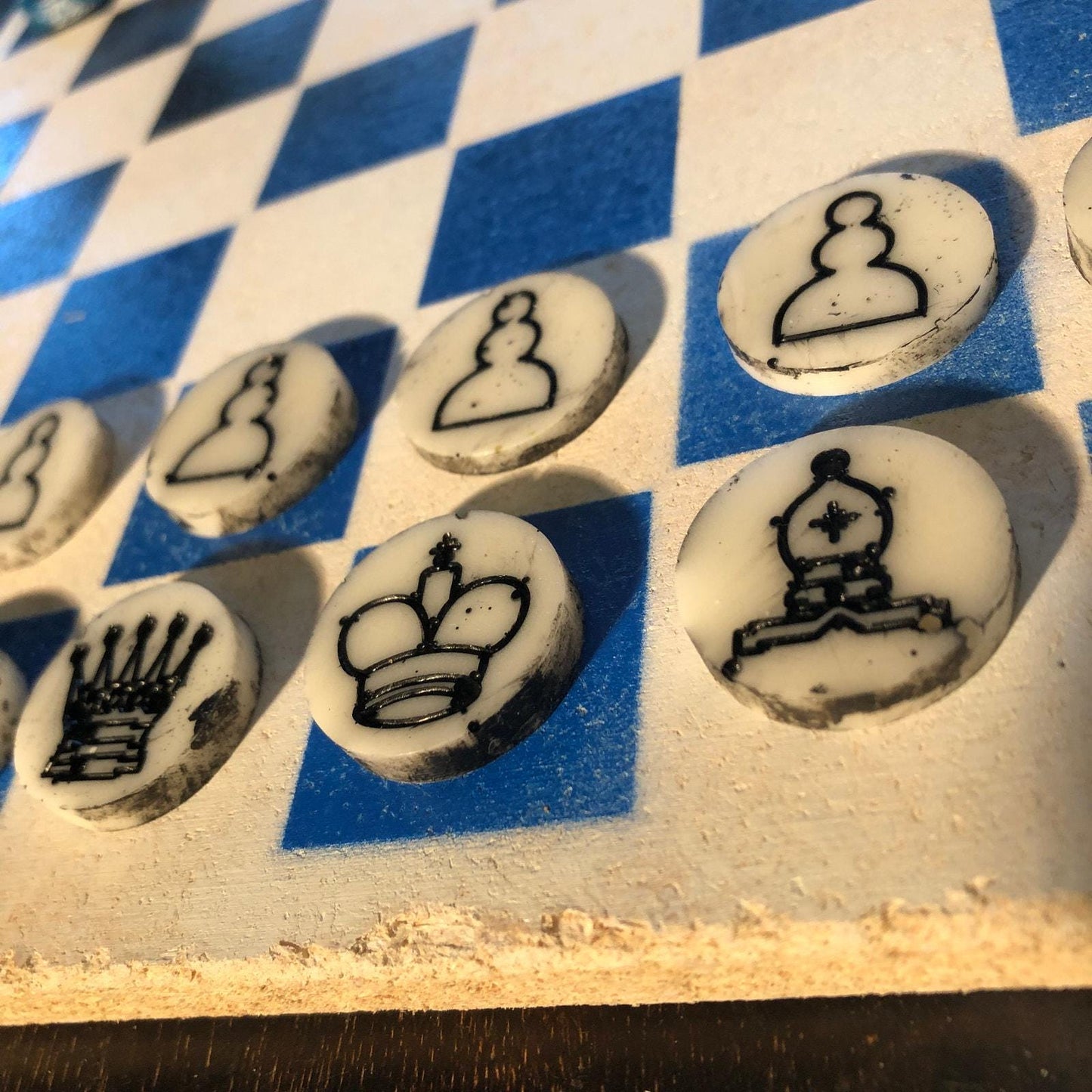 Chess Set - White Blue & Black (Resin Pieces)