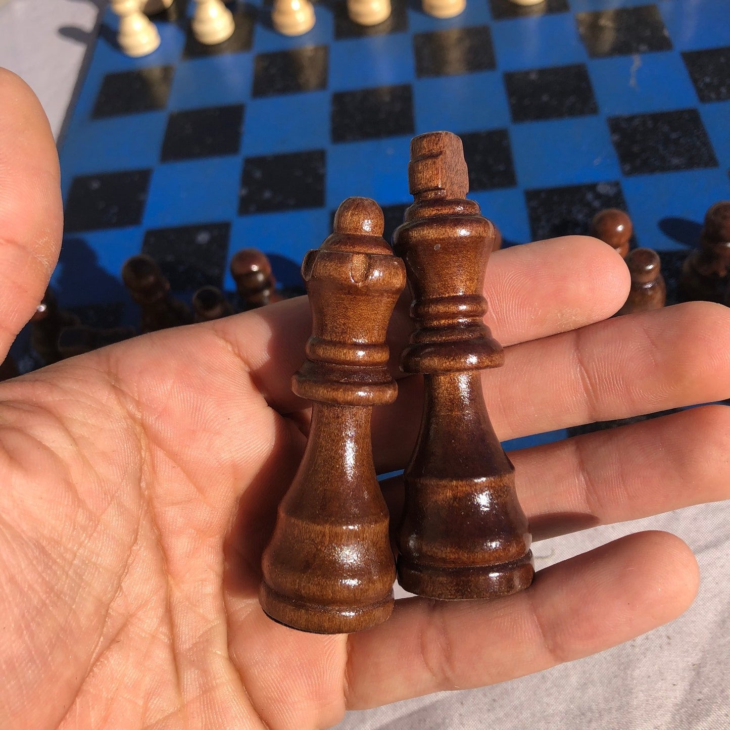 Chess Set - Silver Speckled Blue