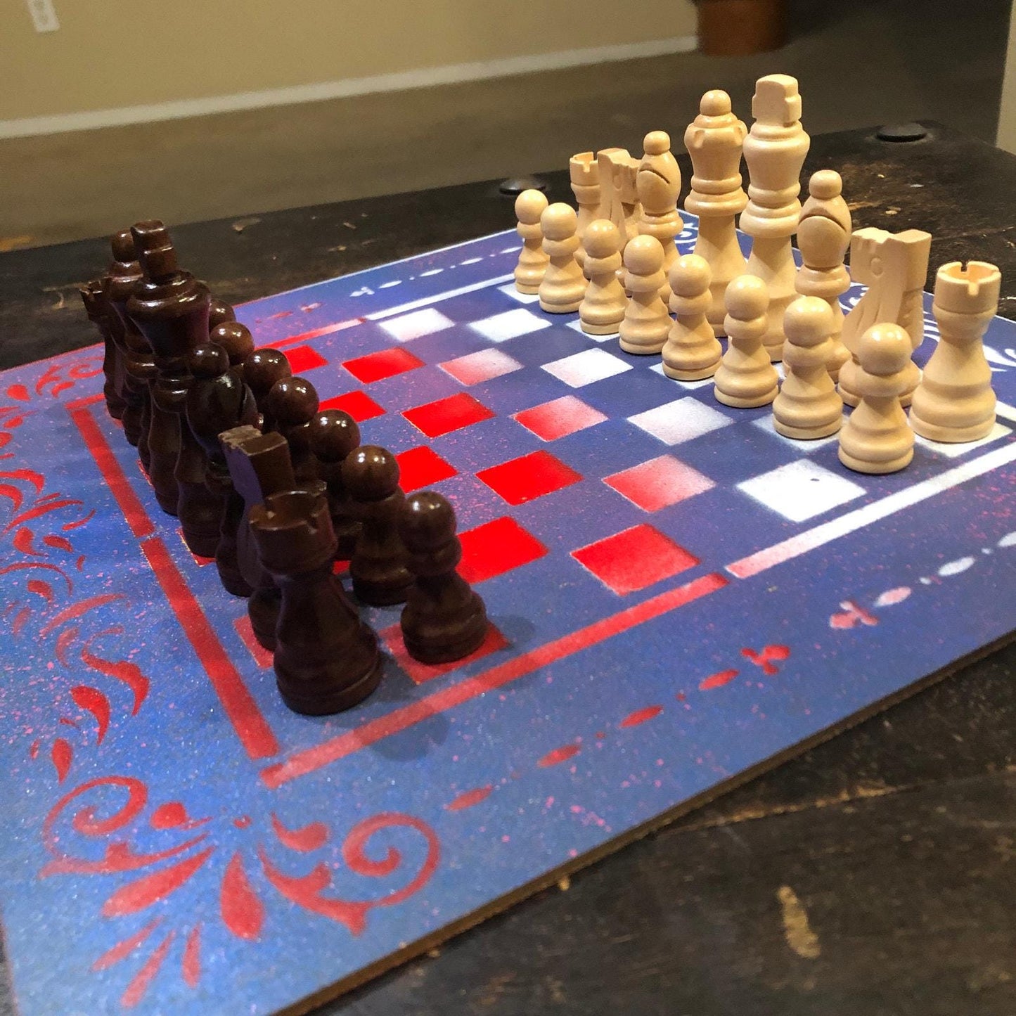 Chess Set - Purple Red & White