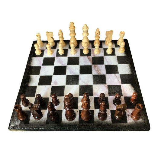 Scrapbook Chess Set - White Marble Pattern