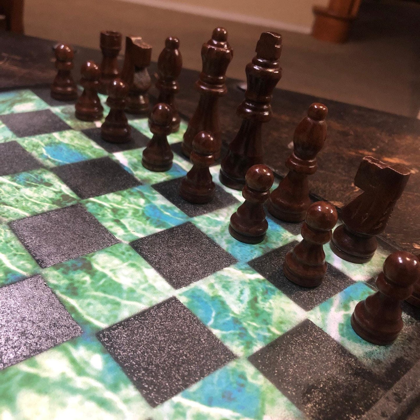 Scrapbook Chess Set - Green Crystal